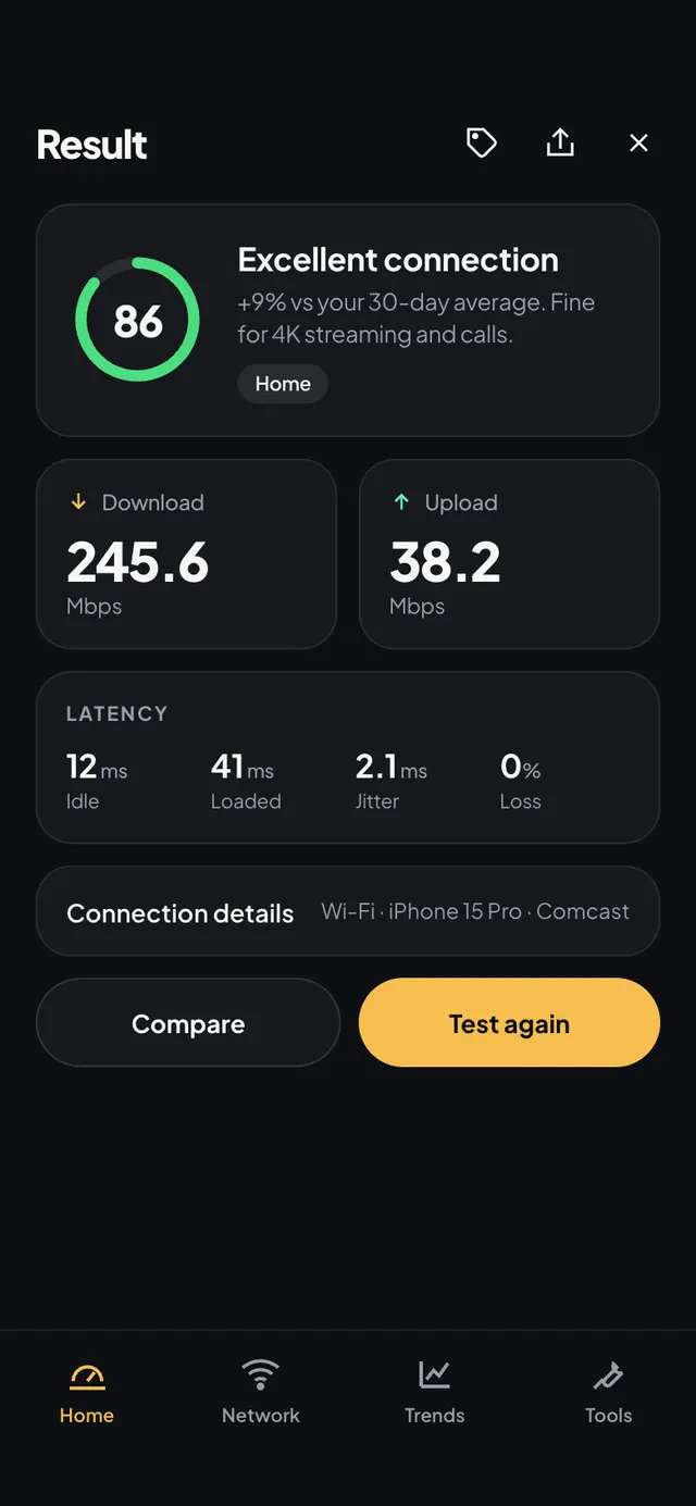 A speed test you can compare week to week.
