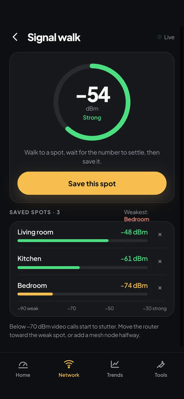 Walk the house. Save the dead spots.
